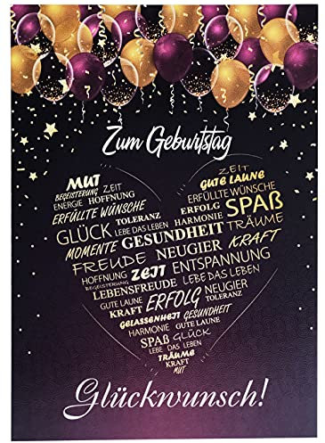 Libetui Cards Liebevolle Glückwunschkarte Geburtstag Mann und Frau Geschenkkarte Karte A5 zum Geburtstag Geburtstagskarte Herz Gold Violett, für jeden Alter
