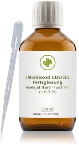 vitalundfitmit100 Chlordioxid Lösung 0,3% CDL/CDs, 250 ml Braunglas mit HDPE-Pipette