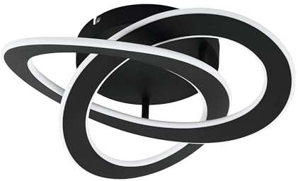 EGLO LED Deckenleuchte Rolimare, 1 flammige Deckenlampe, Wohnzimmerlampe | Küchenlampe aus Aluminium und Kunststoff, Flurlampe Decke in Schwarz, Weiß, Ø 49 cm