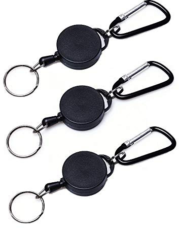 Tang Yuan Llavero retráctil de 3 piezas, cordón extensible, llavero con cordón de 65 cm