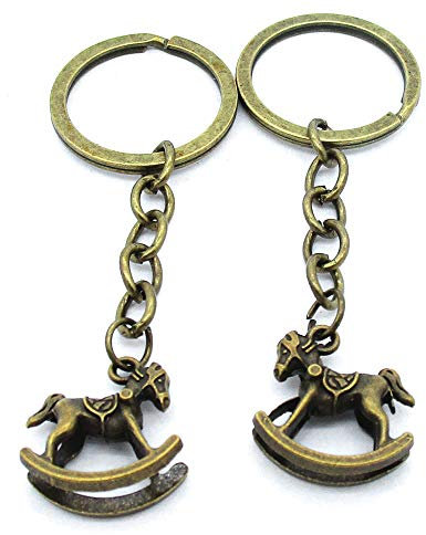 TK0941 Schlüsselanhänger mit Schaukelpferd, Antik-Bronze, 100 Stück