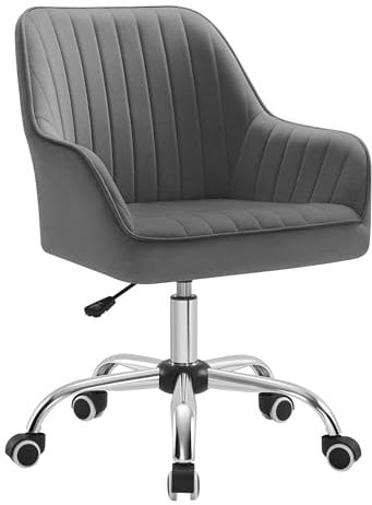 SONGMICS Bürostuhl, Drehstuhl mit Samtbezug, Schaumstoffpolsterung, höhenverstellbar, für Arbeitszimmer, Bar, schiefergrau OBG012G01