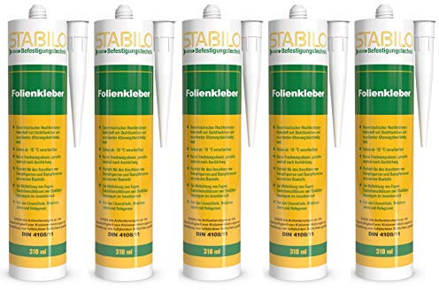 Stabilo Folienkleber 5x 310ml, Synthetisches Gummi, Wasserfest, Paste, Clear