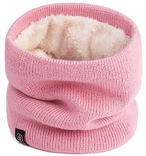 Yixda Unisex Winter Loop Schal Halswärmer Schlauchschal Fleece Innenfutter Strickschal (Rosa)