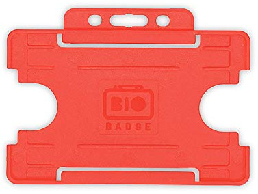 BioBadge Red ID Card Holders Open-Faced for ID Badges, Landscape, 100 Pack