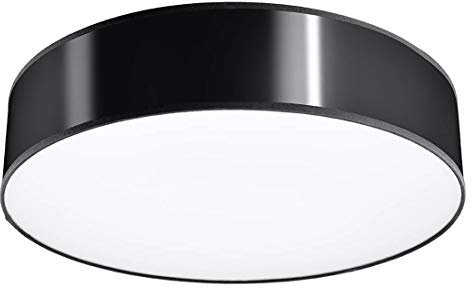 SOLLUX lighting Arena 55 Runde Deckenleuchte - Wohnzimmer Lampe Schlafzimmer Leuchte Esszimmer - Lampe für Flur aus 1 x 60 W aus PVC in Schwarz 55 x 55 x 11 cm