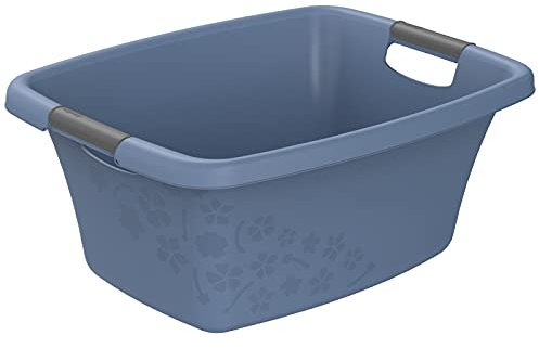 Rotho Flowers Wäschekorb 25l, Kunststoff (PP) BPA-frei, blau, 25l (50.5 x 38.3 x 21.8 cm)