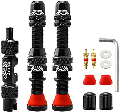MUQZI Tubeless Schrader Ventilschaft-Kits – 60mm Bike Schraderventil schlauchlos Vorbauten Universal für MTB-Felge Tubeless-Ventil mit Entfernungswerkzeug, schwarz