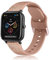 Yisica Silicone Bracelet Compatible pour Amazfit Bip U Pro/Bip 3/Bip 3 Pro, 20mm Bracelet de Remplacement en Silicone Réglable pour Amazfit Bip/Bip S/Bip S Lite/Amazfit GTS 4 Mini, Or Rose Brillant