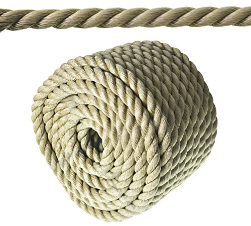 YSMN Künstliches Manila-Seil, 3 Stränge, aus synthetischem Polypropylen, geeignet für Baumarbeiten, Camping, Navigation, Schaukel, 1 in 300 m