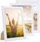 PHOTOLINI Cadre photo A4 21 x 30 cm bois MDF blanc, cadre large bord, lot de 3 cadres photo, verre acrylique incassable, décoration murale à suspendre & à poser, accessoires supplémentaires