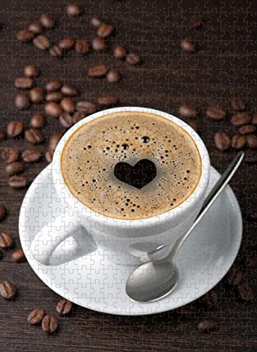 1000 Teile Puzzle Holzherz Kaffee Herausforderndes Familienspielzeug