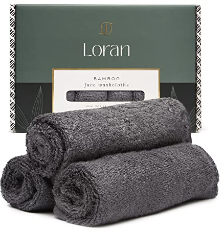 Lot de 6 débarbouillettes en bambou de luxe, blanc, 25,4 x 25,4 cm (anthracite)