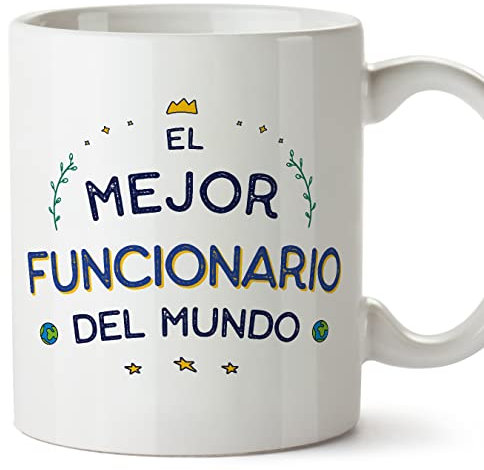 MUGFFINS Tazas para FUNCIONARIO hombre - En Español - Mejor del Mundo - 11 oz / 330 ml - Regalo original y divertido