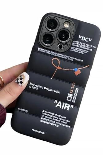 Iaiyoxi, gepolsterte Schutzhülle mit Sportschuh-Marken-Design für iPhone XS Max, Sneakers-inspirierte weiße oder schwarze Etiketten, weich, schwarze, gepolsterte Hülle für iPhone Modelle 14, 13, 12