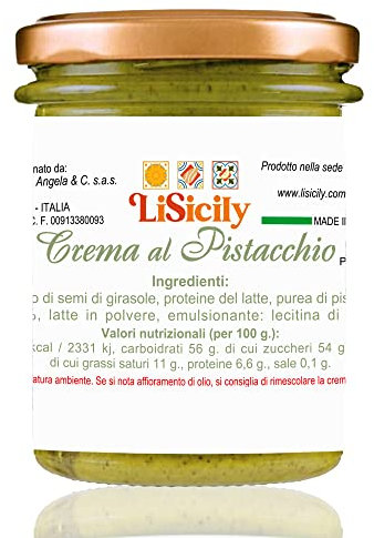 LiSicily - CREMA DI PISTACCHIO (200 Gr x 2) - PRODUZIONE ARTIGIANALE | Crema di Pistacchio Siciliano Spalmabile ricca di Magnesio, Potassio e Sali Minerali