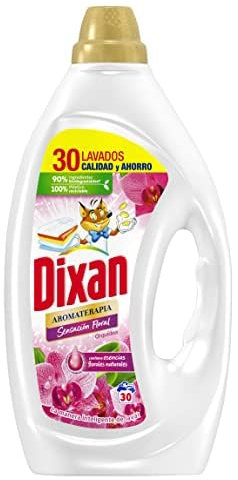 Dixan Gel Aromaterapia Orquídea & Aceite de Macadamia, Detergente Líquido para Lavadora 30 Lavados, jabón líquido con aceites esenciales para lavar la ropa blanca y de color, versión antigua