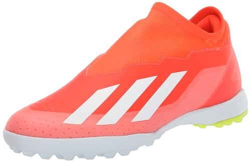 adidas Unisex-Adult X Crazyfast League Laceless Turf, Solar Red/White/Team Solar Yellow, 12