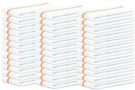 STF Linen Bar Mops Pack of 36 Kitchen Towels 16x19 Multi-Purpose for Home, Restaurant and Cleaning White Absorbent Washcloth Dishcloths Sets, Reusable Dish, Cloths Rags