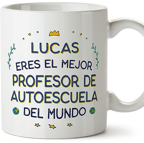 MUGFFINS Tazas Personalizadas para PROFESOR DE AUTOESCUELA hombre - En Español - Mejor del Mundo - 11 oz / 330 ml - Regalo Personalizable original y divertido