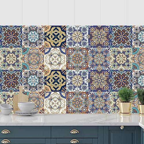 Fliesenaufkleber 10X10CM Gemustert Küchenrückwand Folie 3d Fliesenaufkleber Bad PVC Klebefliesen Wasserdicht Selbstklebende Fliesen Leicht zu Schrubben Klebefliesen Boden(10PC)