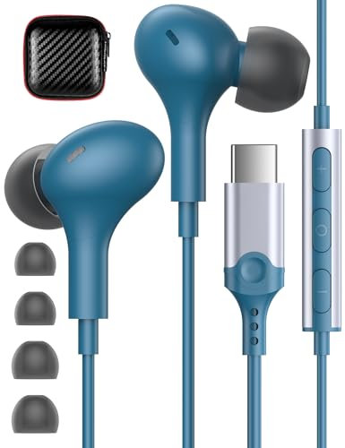 Auricolari USB C per Samsung Galaxy A16 S25 A56 A55 A35 A34 A54 A53 A36 S24 FE S23 Ultra Cuffie USB C con Microfono HiFi Stereo Cuffie Type C In-Ear con Filo per Google Pixel 9 8a Pro OnePlus 13 12Pro