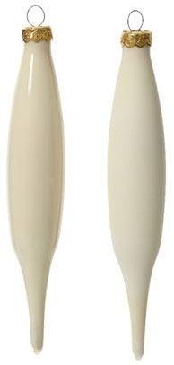 Auswahl Varzi Briefpapier Seit 1956 Christbaumschmuck Glas Stalaktiten Weiß Creme