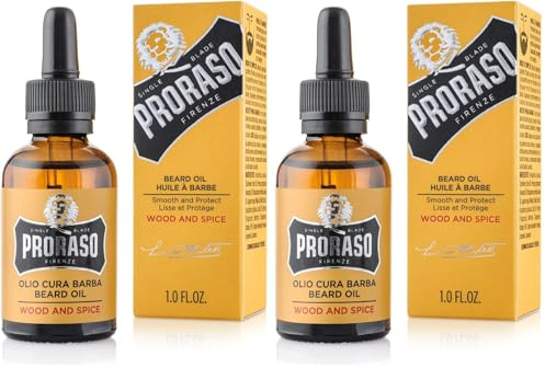 Proraso Aceite barba, Wood & Spice, 30 ml, aceite suavizante y nutritivo para el cuidado barba hombre con agradable aroma a cedro y cítricos (Paquete de 2)