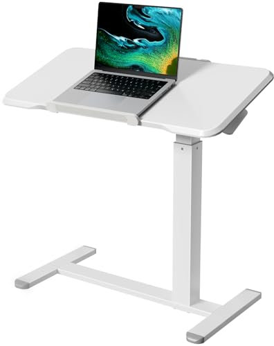 Gibbon Mounts Bureau debout à roulettes pour ordinateur portable, hauteur réglable, table de chevet inclinable à 180°, bureau d'ordinateur portable avec roulettes, chariot pliable pour bureau à