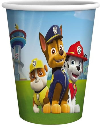 Party Factory `Paw Patrol´ 8 Pappbecher 250ml, Einwegbecher, Papierbecher für Kindergeburtstag oder Mottoparty