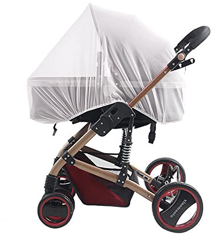 Insektenschutz Kinderwagen, 3 Stück Universal Moskitonetz Kinderwagen mit Gummizug, Reißfest und Waschbar, 1 mm x 1 mm feinem Fliegennetz für Buggy Schutz vor Wespen und Stechmücken (Weiß)