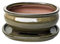 Pots à bonsaï en céramique émaillée avec plateaux d'égouttement assortis (vert olive, 16 cm)