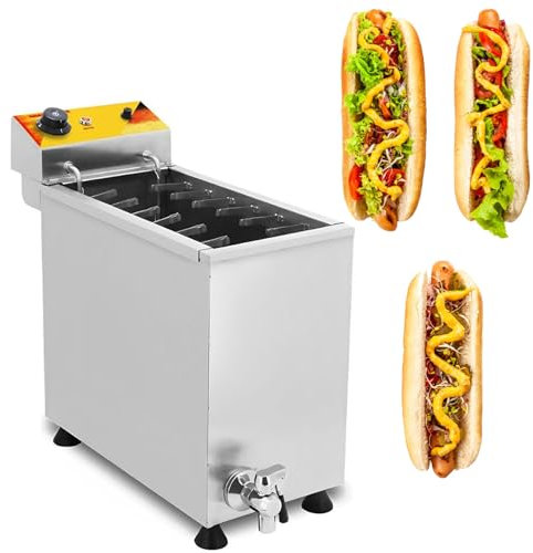 RayGenius 25L Commercial Electric Deep Fryer, Hot Dog Maker Machine Corn Dog Deep Fryer, 12pcs Sausage Frying Equipment, Adjustable Temperature。