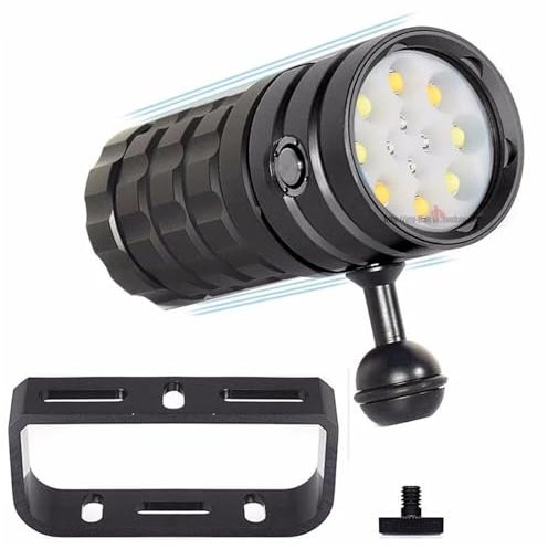 Linterna de Buceo 25000 lúmenes bajo el Agua 100M Fotografía Luz de Buceo táctica Cámara de Video, IPX8 Luz de Buceo a Prueba de Agua, Linterna submarina de tamaño pequeño,Negro