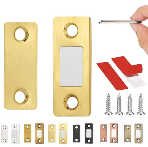 Ultra-Thin Invisible Cabinet Door Magnets, Ultra Thin Magnetic Door Catch, Cabinet Door Magnets Stick On, Magnetic Door Latch for Cabinet Doors/Drawers/Dressers (20 Pack,Gold)