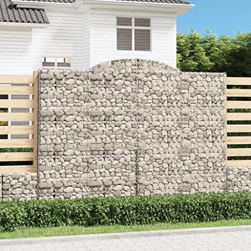 Hovothy Panier gabion avec arche haute arche pour plantes, gabion, clôture pour briques, mur de jardin, mur en pierre, panier à pierres, panier en métal argenté, 300 x 30 x 240 cm, fer galvanisé
