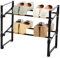 Amig - Zapatero de 2 Niveles Extensible Tötem - 45,5~80 x 24 x 39,5 cm - Acero y Plástico PP - Color Negro - Ideal para Entrada o Dormitorio - Organizador para 12 Pares de Zapatos