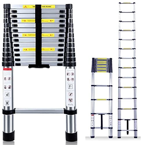Telescopic Ladder 4.9M/16FT Multi-Purpose Aluminium Extendable ladders Adjustable Height Loft Ladder Portable Sturdy Folding Ladder for Replace Window Roof Repair