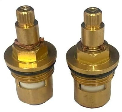 Mixer Tap Cartridge Replacement Tap Valves for Bristan Echo 3770R 1/2 7.6mm x 20 Spline, 46mm Total Cartridge Length Valve Ceramic Tap Spares Repair Reviver Kit Gland Pair - Hot and Cold