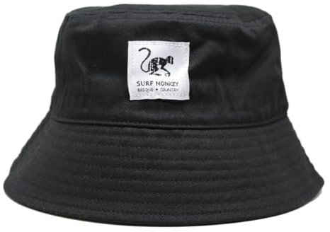 Surf Monkey Bucket Hat Gorro de Pescador Hombre/Mujer sin Cuerda - 100% algodón (FR/ES, Letras, S, M, Negro)