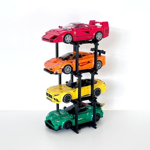 The Good Idea Soporte de exhibición para 4 vehículos Lego Speed Champions - Organizador elegante con expansión infinita - Sin configuración de herramientas - Organización para coches de ladrillo y