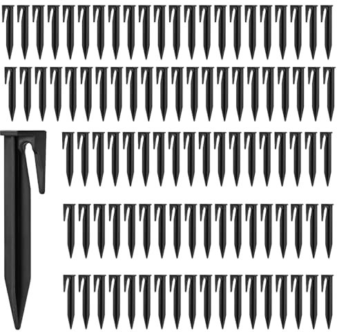 Erdnägel, 100 Stück Erdspieße, Nagel, Haken Nägel, für Begrenzungsdraht Rasenmäher, Kunststoffe Erdhaken für Rasenroboter Zelt Gemüseschuppen