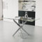 Mesa de comedor de vidrio templado, elegante mesa de cocina con patas cromadas para oficina en casa y salón, 120 cm x 70 cm, solo mesa