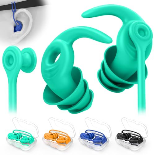 Bouchons d’Oreilles de Natation pour Adultes, 4 Paires de Bouchons Étanches Réutilisables en Silicone avec Cordon Amovible, Idéaux pour la Natation, la Douche, le Surf et Autres Sports Nautiques