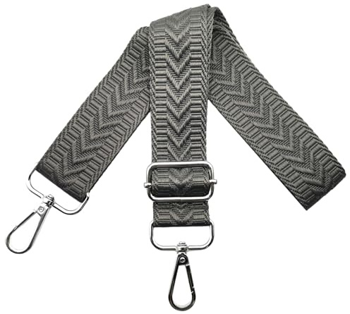 Taschengurte zum Wechseln Verstellbarer Schultergurt für Taschen, Breit 3.8 cm Schulterriemen mit Silber Karabiner Gurt für Damen Handtasche, Crossbody, Dunkelgrau, U3