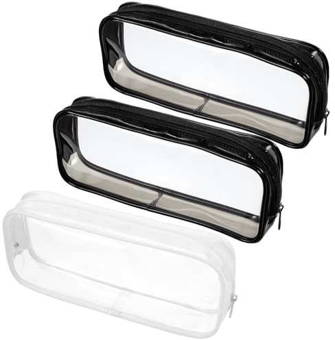 Classicseali 3 Stück Mäppchen Durchsichtig,Kulturbeutel Transparent,Kosmetiktasche Transparent mit Reißverschluss,Wasserdicht Durchsichtige Kosmetiktasche für Reiseartikel,Kosmetik,Schreibwaren