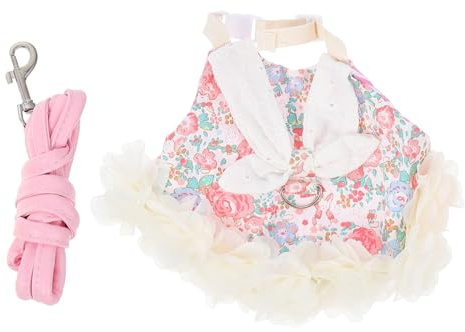 Artibetter Verstellbares Hasengeschirr aus Hautfreundlicher Baumwolle mit Rosa Kleintier Bekleidungsset für Süßes Outdoor Spaziergang und Dress Up von Kleinen Tieren