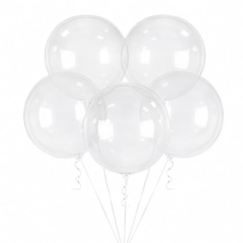Tourima 5 Stück 18 Zoll Bobo Ballon, Durchsichtige Luftballons Geburtstag, Happy Birthday Helium Ballons, Luftballon Zum Befüllen Mit Geschenken, Hochzeitsdeko Gender Reveal Party Deko Discokugel Deko