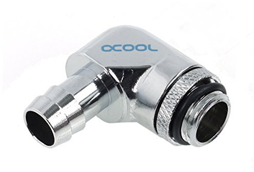 Alphacool 17135 HF 10mm (3/8) Schlauchanschluss 90° drehbar G1/4 mit O-Ring - Chrome Wasserkühlung Anschlüsse