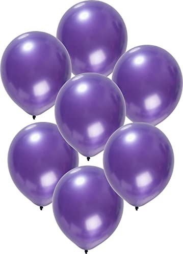 Folat 19141 Einfarbige metallic Luftballons lila 50er Pack